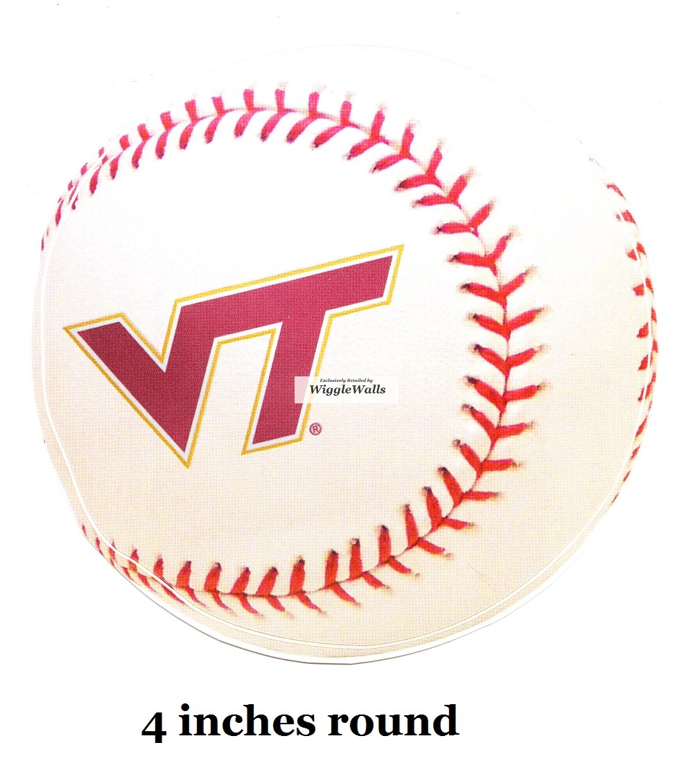 4 Inch VT Baseball Polytechnic Institute and State University VT Hokies Logo Removable Wall Decal Sticker Art NCAA Home Room Decor 4 by 4 Inches