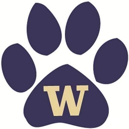 2 Inch PAW UW W University of Washington Huskies Logo Removable Wall Decal Sticker Art NCAA Home Room Decor 2 by 2 Inches