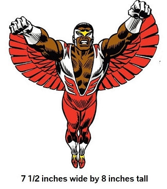 Superhero character with red and black costume on a white background