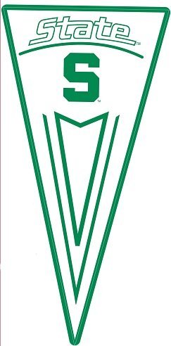 12 Inch MSU Pennant Flag Decal Spartans Logo Removable Wall Sticker Art NCAA Home Room Decor 12 by 6 Inches