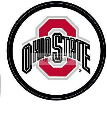 4 INCH Round O Logo Red Gray Black OSU Ohio State University Buckeyes Removable Wall Decal Sticker Art NCAA Home Decor 4 inches wide by 4 inches tall