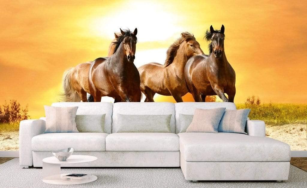Dimex MS-5-0227 Horses in Sunset Wall Mural, Neutral