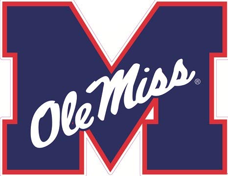 4 Inch Ole Miss M Logo Decal University Mississippi Rebels U MS Removable Wall Sticker Art NCAA Home Room Decor 4 1/2 by 3 1/2 Inches C