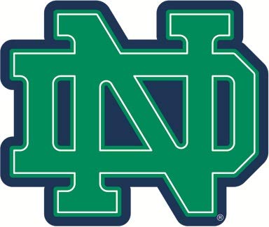 3 Inch Notre Dame Green Blue ND Logo Decal University of Notre Dame Fighting Irish Removable Wall Sticker Art NCAA Home Room Decor 3 1/2 by 3 Inches
