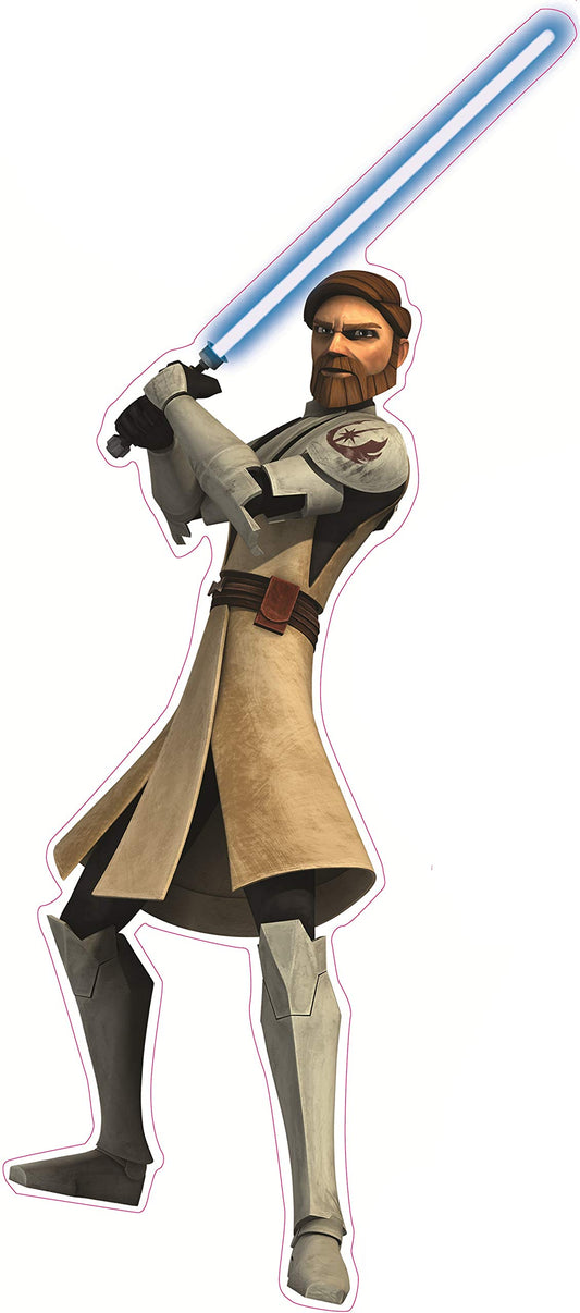 10 Inch Clone Wars OBI-Wan Kenobi Decal Blue Lightsaber Jedi Knight Master Rebel Removable Wall Sticker Art Home Decor 3 by 11 1/2 Inches Tall