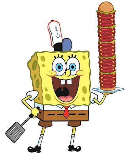 8 Inch Sponge Bob Crabby Patty Wall Decal Removable Peel Self Stick Sticker Art Home Kids Room Decor Decoration - 6 by 8 inches