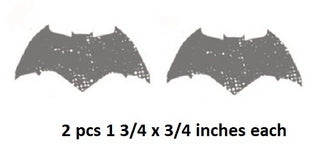 Two bat-shaped objects with text indicating dimensions on a white background