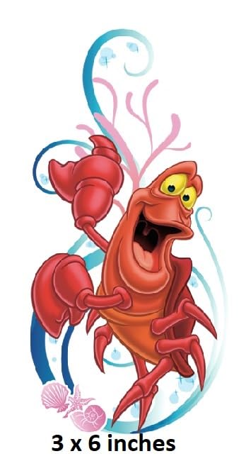 Generic 6"" Sebastian Crab Wall Decal Little Mermaid Peel and Stick Vinyl Sticker Princess Girls Room Decoration Removable Home Decor Self Adhesive Art 3 x 6 Inches
