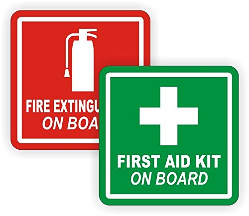 4" Fire Extinguisher First Aid Kit on Board Vinyl Decals Stickers Labels