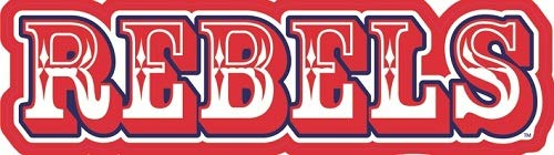 9 Inch Rebels Decal Ole Miss University Mississippi Rebels U of M Logo MS Removable Wall Sticker Art NCAA Home Room Decor 9 by 2 1/2 Inches