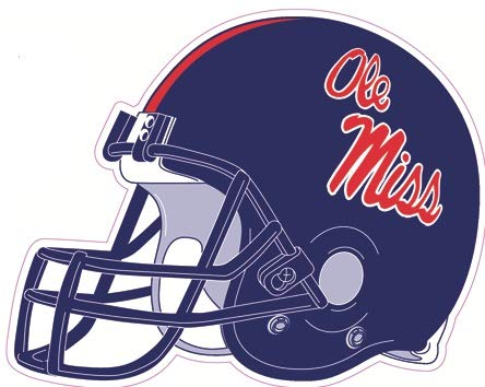 3 Inch Football Helmet University of Mississippi Ole Miss U of M Logo MS Removable Wall Sticker Art NCAA Home Room Decor 3 by 2 1/2 Inches
