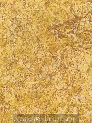 PaperIllusion 5812299 Sample 8x10 INCHES Harvest Gold Script Village Paper Illusions Wallpaper Torn Faux Finish Wallpaper Illusion Sample