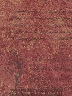PaperIllusion 5812295 Sample 8x10 INCHES Tuscan Red Script Village Paper Illusions Wallpaper Torn Faux Finish Wallpaper Illusion Sample