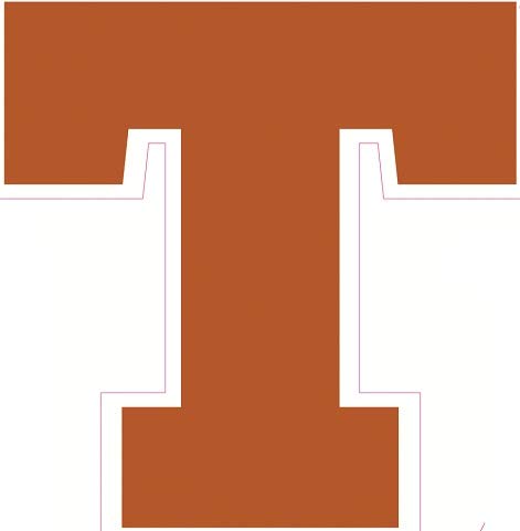 2 Inch Longhorn Burnt Orange T Logo Decal UT University of Texas Longhorns TX Removable Wall Sticker Art NCAA Home Room Decor 2.5 by 2.5 Inches