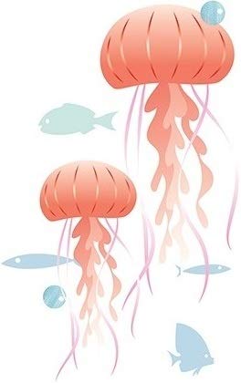 7 Inch Jellyfish Jelly Fish Decal Tropical Coral Reef Fish Sea Beach Island Ocean Aquarium Removable Peel Self Stick Adhesive Vinyl Decoration Wall Decal Sticker Art Room Home Decor 4x7 Inch
