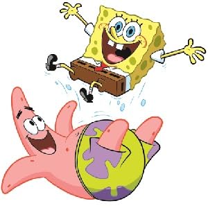 8 Inch Sponge Bob Patrick Star Starfish Wall Decal Removable Peel Self Stick Sticker Art Home Kids Room Decor Decoration - 6 by 8 1/2 inches