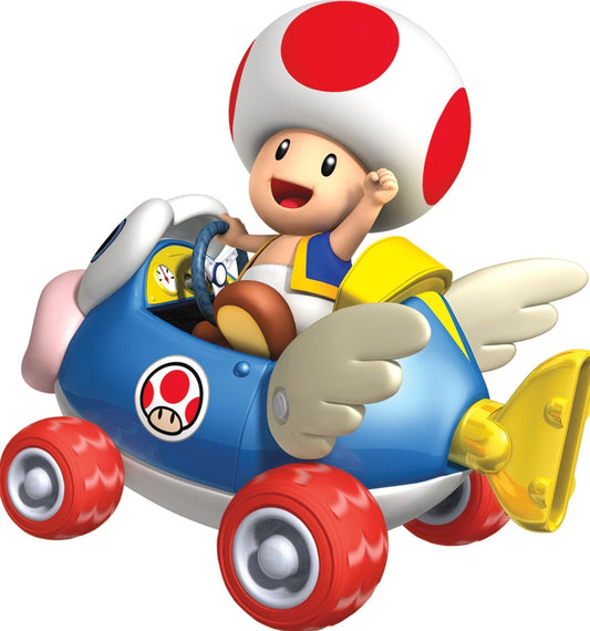 6 Inch Red Toad Wall Decal Mario Kart Removable Peel Self Stick Sticker Art Home Kids Room Decor Decoration - 6 by 4 1/2 inches