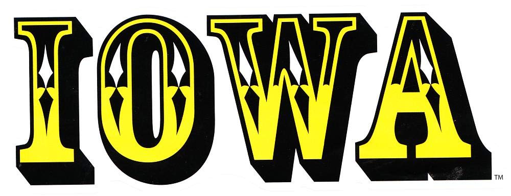 6 Inch Iowa Text Decal UI University Hawkeyes Removable Wall Sticker Art NCAA Home Room Decor 6 by 2 Inches