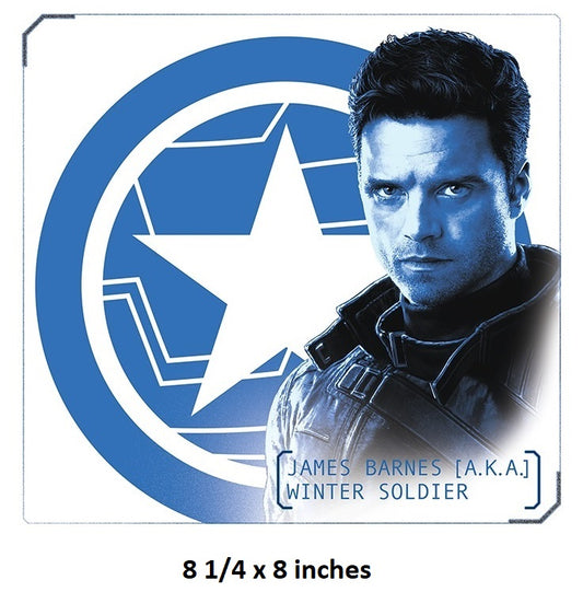 Winter Soldier Bucky Barnes Captain America Shield Civil War Team Cap Marvel Avengers Comics Removable Wall Decal Sticker Art Home Decor Kids Room Boys Decoration 8 1/4 x 8 inches
