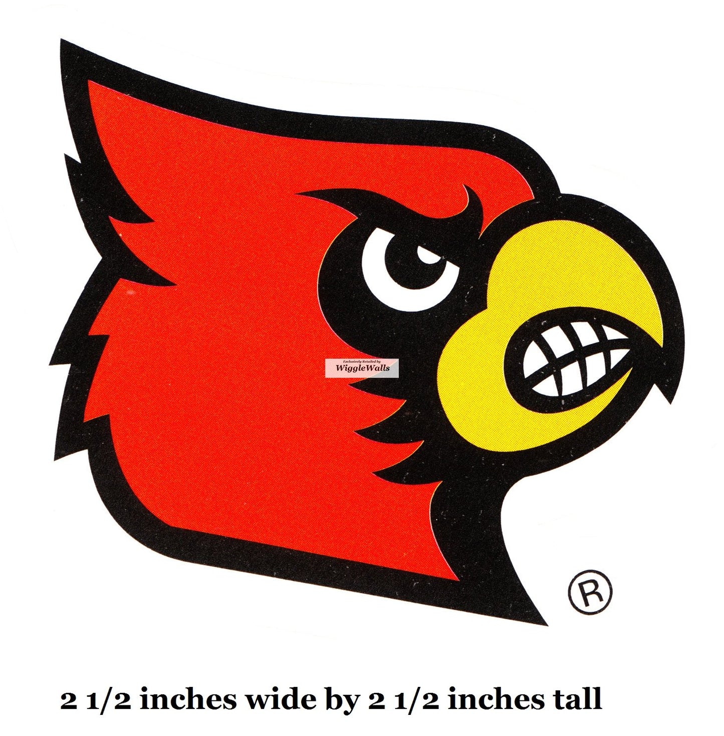 2 Inch Cardinal Bird University Louisville Cardinals Logo UL UofL Removable Wall Decal Sticker Art NCAA Home Room Decor 2.5 by 2.5 Inches