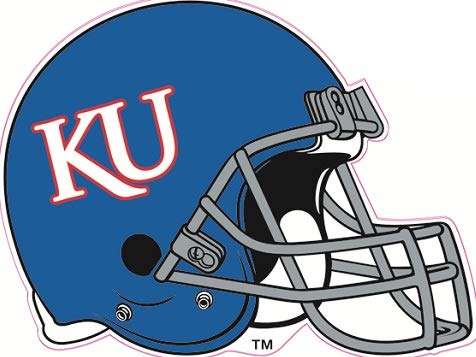 3 Inch KU Football Helmet Decal University of Kansas Jayhawks Logo KS Removable Wall Sticker Art NCAA Home Room Decor 3 1/2 by 3 Inches