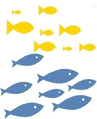 2 PCS Tropical Fish School Decal Coral Reef Sea Beach Island Ocean Aquarium Removable Peel Self Stick Adhesive Vinyl Decoration Wall Sticker Art Room Home Decor 4x3 Inch