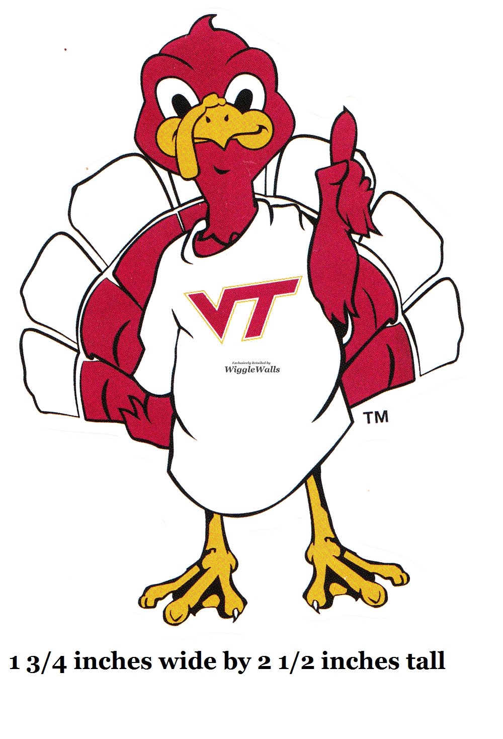 2 Inch Hokie Bird Logo VT Hokies Polytechnic Institute and State University VT Hokies Removable Wall Decal Sticker Art NCAA Home Room Decor 2 by 2.5 Inches