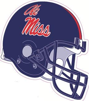 4 Inch Football Helmet University of Mississippi Ole Miss U of M Logo MS Removable Wall Sticker Art NCAA Home Room Decor 4 by 3 1/2 Inches
