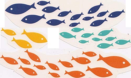 4 PCS Tropical Fish School Decal Coral Reef Sea Beach Island Ocean Aquarium Removable Peel Self Stick Adhesive Vinyl Decoration Wall Sticker Art Room Home Decor 4x3 Inch
