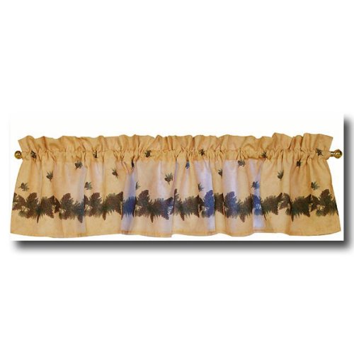 Blonder Pine Cone Lodge Window Valance Curtain Home Decor Pinecone Log Cabin Theme