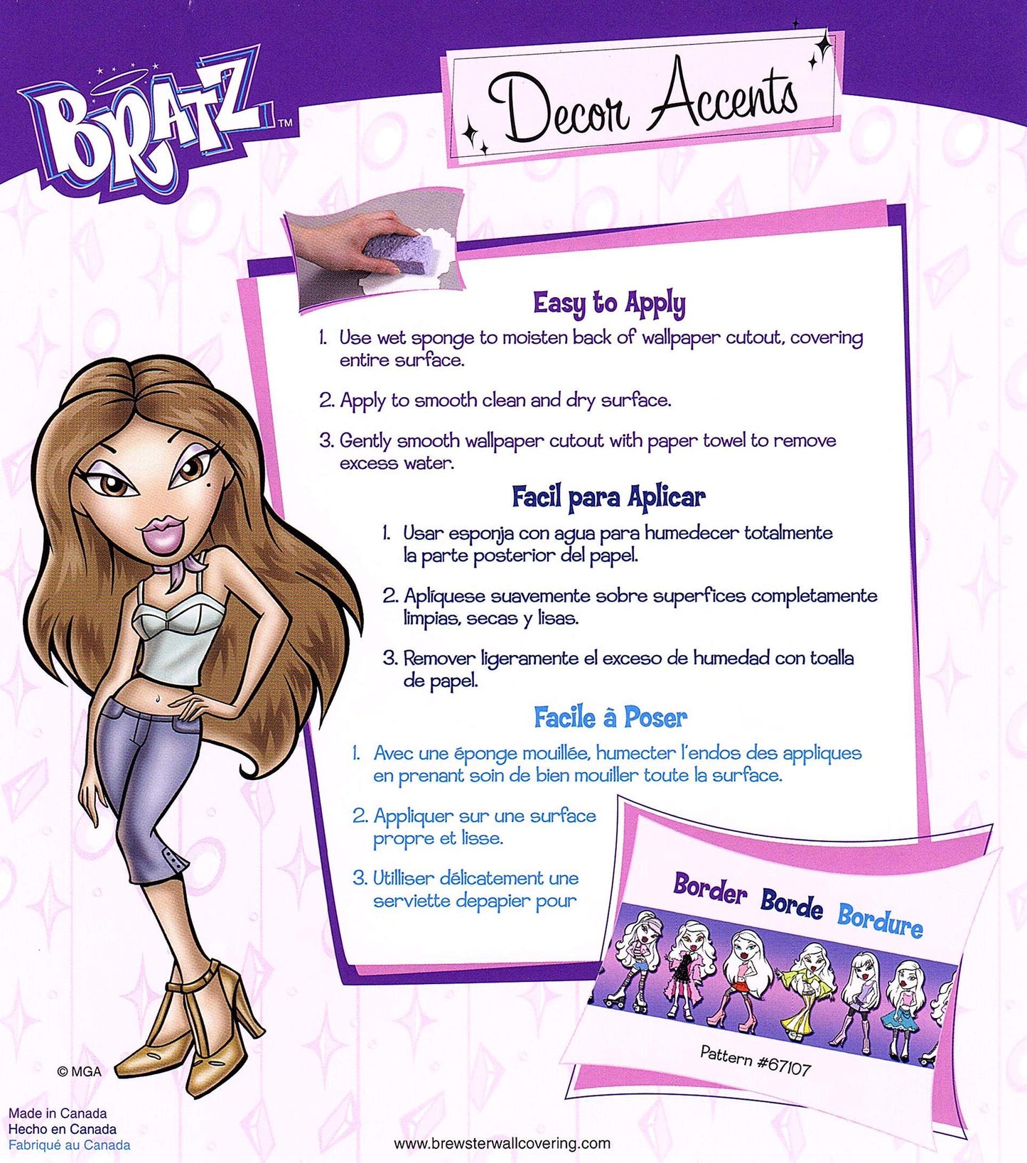 Bratz Retro - Peel & Stick - 16 Large Wall Stickers/Stickup Wallies