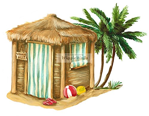 8 Inch Beach Change Hut Palm Tree Palms Tropical Island Removable Peel Self Stick Adhesive Vinyl Decorative Wall Decal Sticker Art Room Home Decor 8 x 6 inches Tall