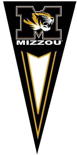 11 Inch Pennant Flag Decal Tigers MU University of Mizzou Logo MO Removable Wall Sticker Art NCAA Home Room Decor 11 1/2 by 5 1/2 Inches