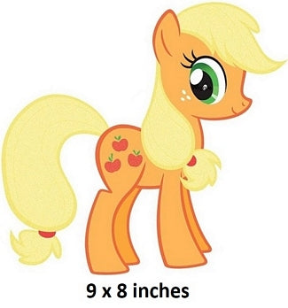 Cartoon pony with apple pattern on a white background