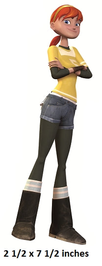 Animated character with red hair and yellow shirt on a white background