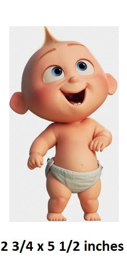 Cartoon baby character with a diaper on a white background