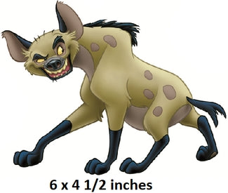 hyena figure with text indicating size on a white background