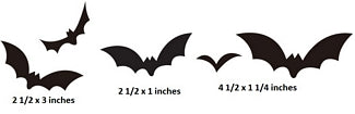 Set of black bat shapes with dimensions labeled