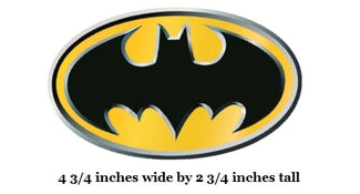 Batman logo with dimensions displayed below