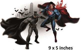 Batman Superman Cityscape Wall Decal Bat Symbol Removable Sticker Art DC Comics Peel and Stick Home Room Decor 9 x 5 inches