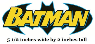 Batman Text Logo Wall Decal Bat Symbol Removable Sticker Art DC Comics Peel and Stick Home Room Decor 5.5 x 2 inches