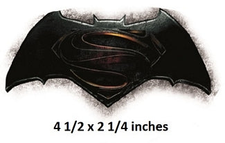 Superman logo with size measurement text