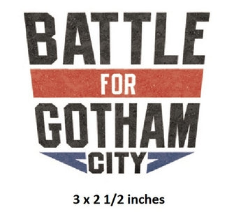 Logo with 'Battle for Gotham City' text on a white background