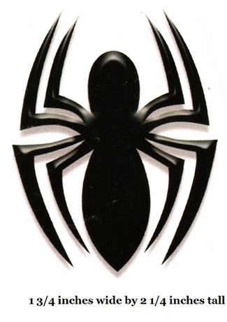 Black spider symbol on a white background