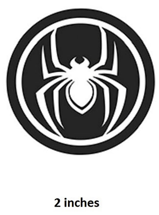 Spider logo in a circle with '2 inches' text below