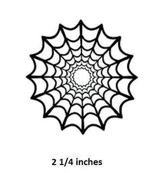 Spider web design with measurement label '2 1/4 inches' on a white background