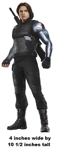 Character in a black and gray suit with a white background