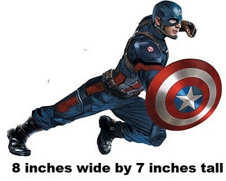 Superhero decal with shield, 8 inches wide by 7 inches tall