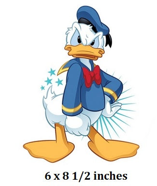 Cartoon character in a blue outfit with stars and text indicating size on a white background