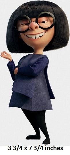 Animated character with black hair and glasses wearing a blue outfit on a white background